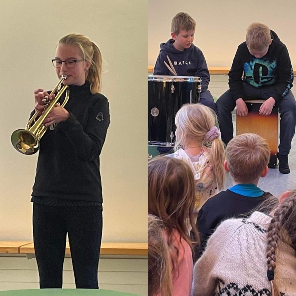 Trommur og trompet í söngstund