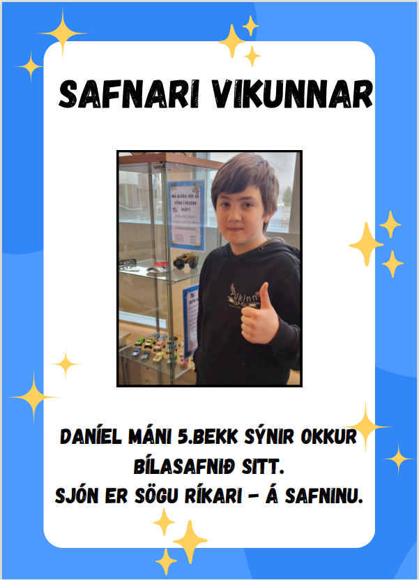 Spennandi söfn nemenda prýða bókasafnið