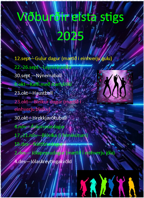 Viðburðadagatal nemendaráðs haust 2025