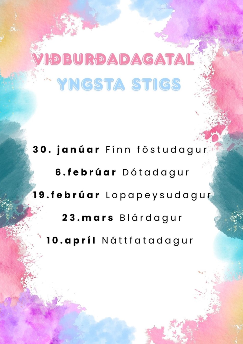 Viðburðadagatal yngsta stigs