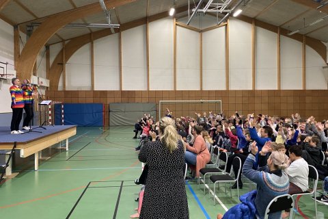 Gunni og Felix heimsóttu skólann