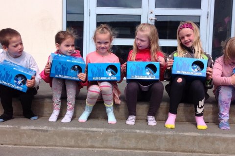 1. bekkur fær hjálma