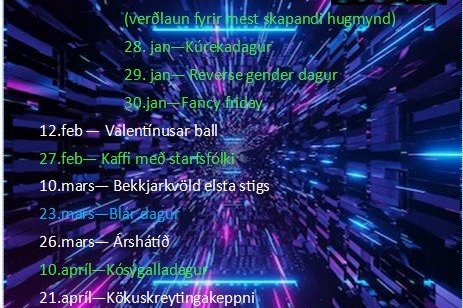 Viðburðadagatal nemendaráðs vor 2026